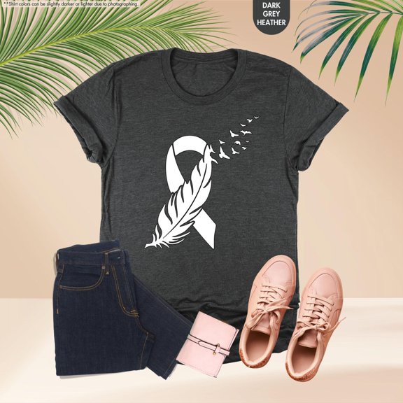 Blindness Feather Ribbon Shirt, White Ribbon Shirt, Blindness Awareness Shirt, Blindness Warrior Shirt, Blindness Support Shirt All Size S-5Xl