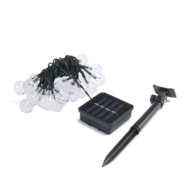 Guirnalda brillante solar, luces de hadas 50 bolas de cristal LED IP65 a prueba de agua, conector USB adicional, 8 modos de luces decorativas interiores y exteriores, hogar / jardín / fiesta / patio / fiesta / boda (colorido) LingWen 8390615240864