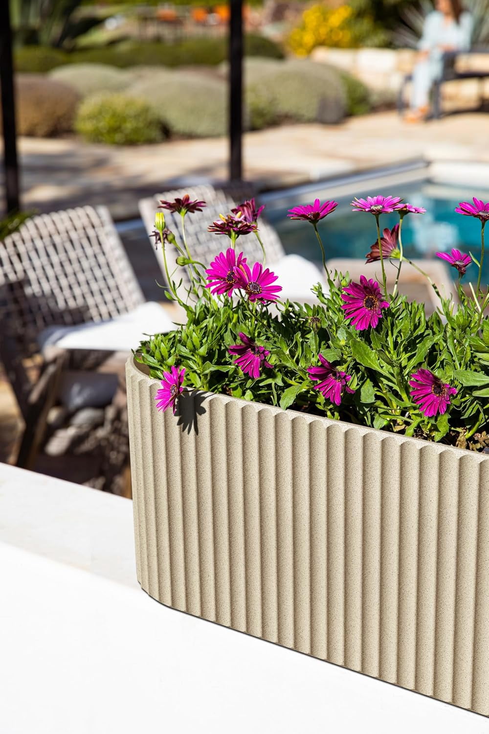FeGeMax  Demi Series Window Box Planter - Long Planter Box for Windowsill/Balcony | Durable Plastic-Stone Composite Material | Modern Décor for Flowers/Herbs