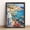 02, variant on 12x16in Framed Greek Coastal Harbor Wood Print, Oil Painting Style Mediterranean Wall Art for Living Room Bedroom Home Decor