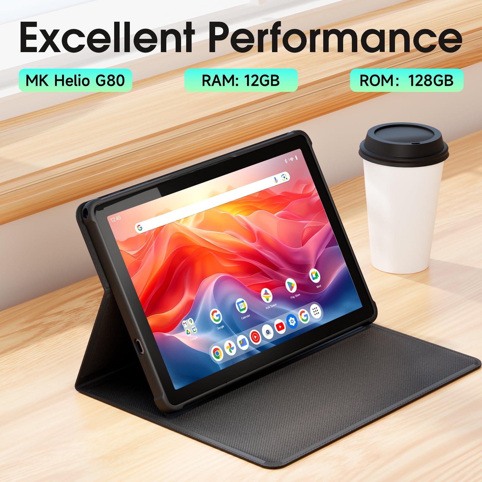 11" Android Tablet, MTK Helio G80 Octa-Core 12GB Ram 128GB Rom Tablet Computer, 7500mAh Battery, Dual Camera, Widevine L1, Gray Student Android Tablet