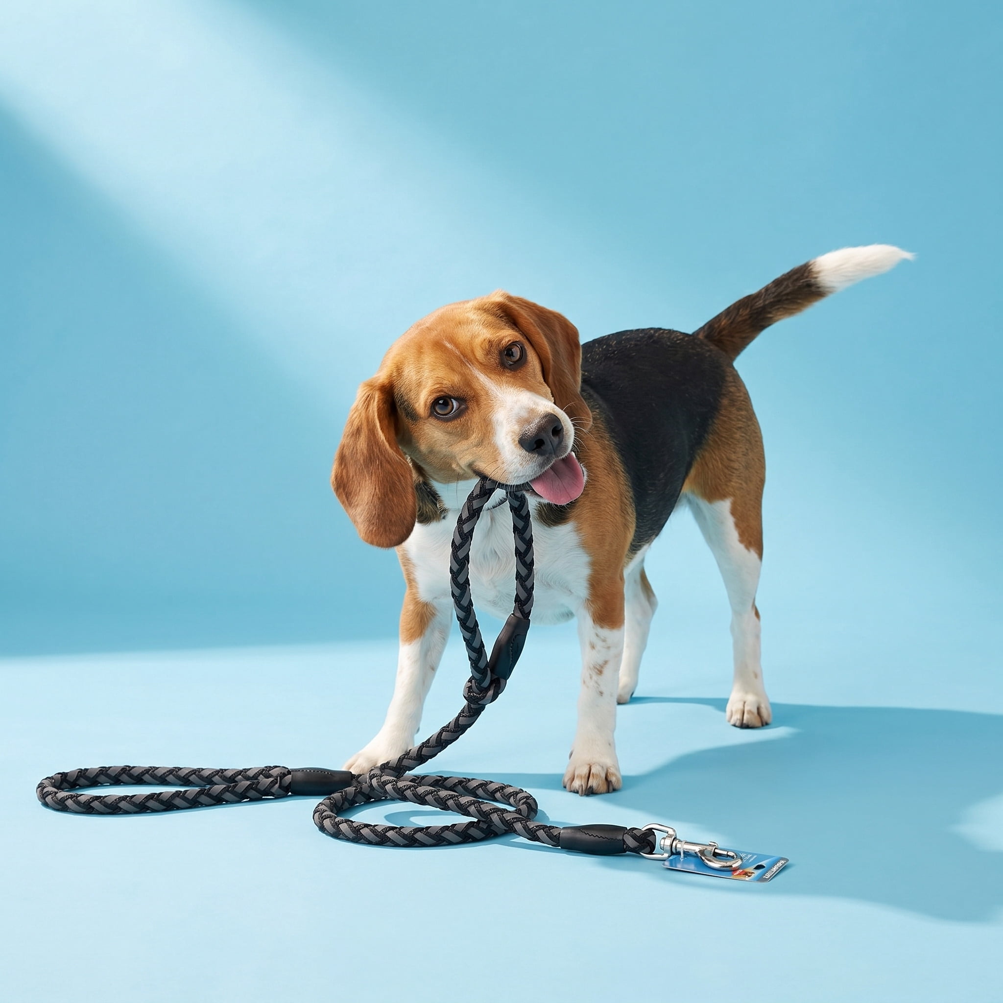 Vibrant Life 5 ft Reflective Rope Dog Leash, Black