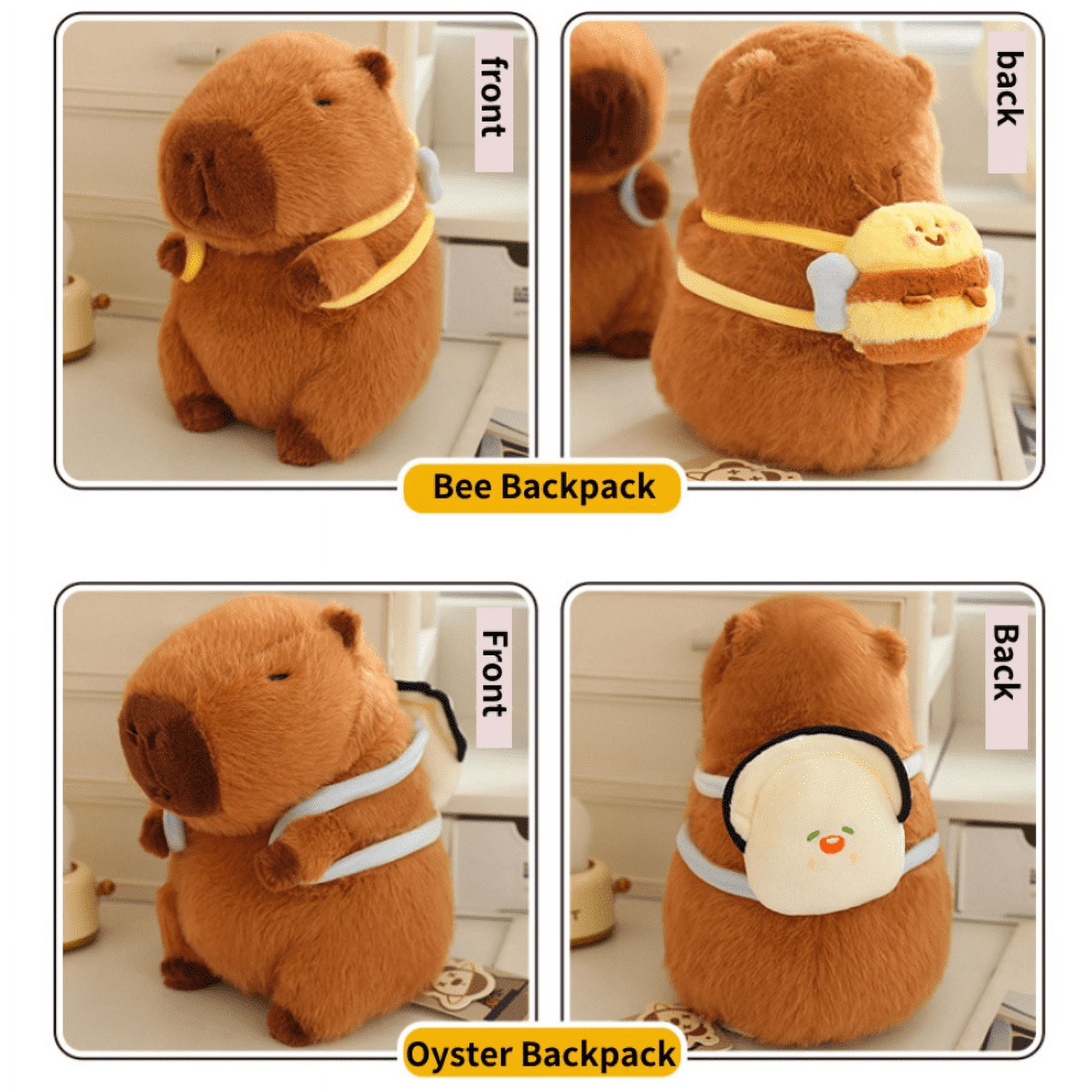 3pcs Capybara Stuffed Animal Plush with Turtle Backpack/Bee Bag/Oyster Shoulder Bag, 9in Soft Capybara Plushies Toy Doll for Festival Gift Party Favors Room Decor