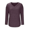 thumbnail image 7 of Fesfesfes Fashion Women's Casual Blouses Solid V-Neck Styles with Hem Slits and Loose Fitting Featuring Button Details That Enhance Chaming(Purple,L), 7 of 7
