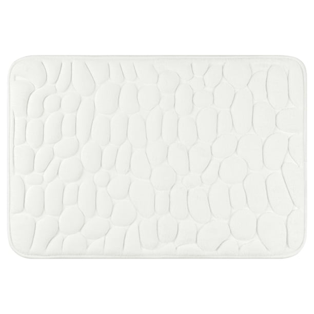 Alfombrillas de Baño de Espuma de Memoria REGALWOVEN Ultra Suave Antideslizante Alfombra de Baño Absorbente de Agua Secado Rápido Alfombra de Baño Blanco Lechoso 16" x 24"