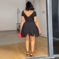 thumbnail image 5 of AURA Plus Size Strapless Bodycon A Line Dress Sexy Ruffle Summer Party Dress Women, 5 of 6