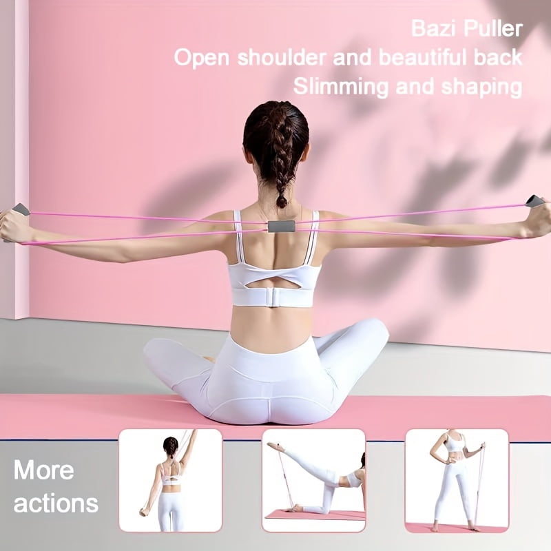 5-Piece Yoga Fitness Set, Eva Material Elastic Bands Resistance Pedal Puller Figure Eight Leg Muscle Trainer, Flexibility Massage