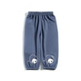 thumbnail image 2 of Zhuashum Toddler Boys Pants 12-18 Months Solid Color Wide Leg High Waist Loose Fit Everyday Wear Demin Pants Cute Trousers Blue, 2 of 3
