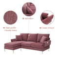 thumbnail image 4 of 84" L-Shaped Sectional Sofa, Modern Chenille Upholstered Sofa Couch with Reversible Chaise Lounge and Metal Legs, Convertible Sectional Sofa with 2 Pillows for Living Room Apartment, Pink, 4 of 7