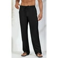 thumbnail image 3 of Men's Linen Pants Drawstring Slim Fit Elastic Waist Wide Leg Trousers Lightweight Beach Summer Pants, 3 of 7