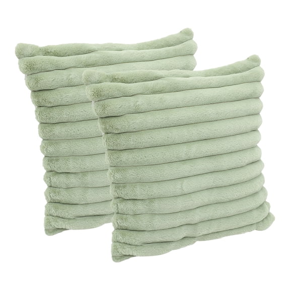HAMPPLIES Set of 2 Green Plush Throw Pillow Covers Soft Decorative Pillowcases for Living Room and Study Room