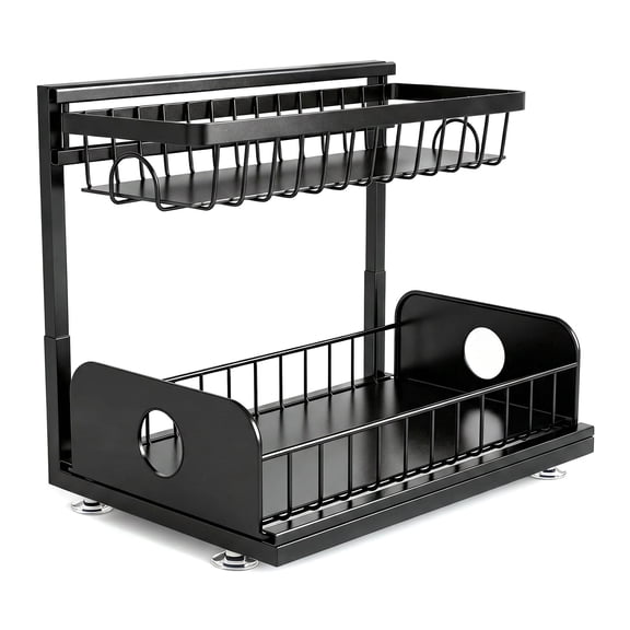 2 Tier Metal Pull Bathroom Organizers and Storage, Kitchen Bathroom Cabinet Storage Organizer for Kitchen Bathroom Cabinet