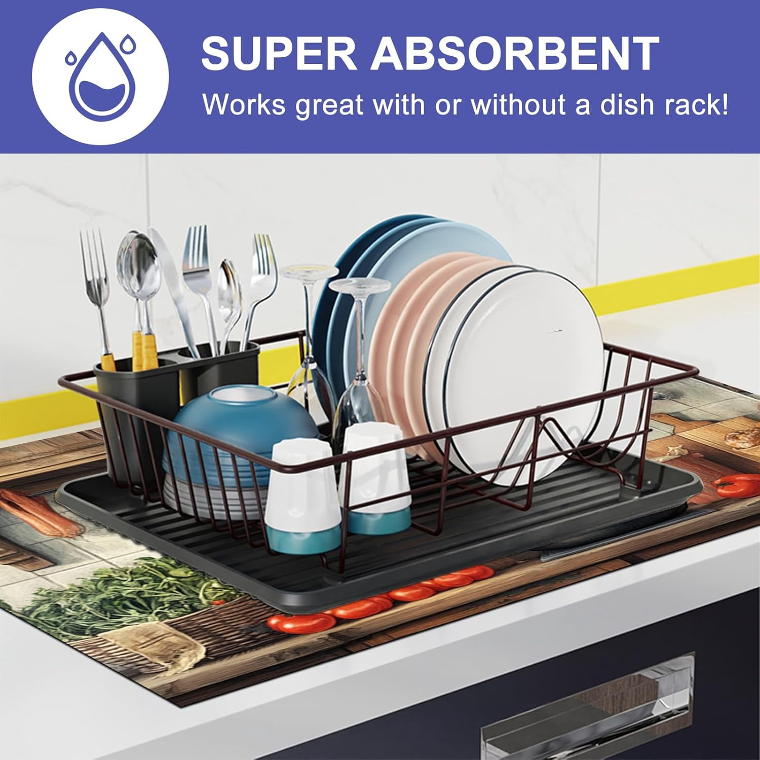 Stove Top Covers 28x20 Inches for Electric Cooktop Cover Heat Resistant Countertop Protector Dish Drying Mats Coffee Bar Mats Rustic Kitchen Tomato Bread Design Decorations