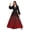 Red, variant on Women’s Ombre V-Neck Long Sleeve Dress with Belt, Mesh Patchwork Elegant Party Midi Dress