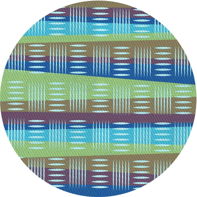 Ahgly Company Machine Washable Indoor Round Transitional Medium Aqua Marine Green Area Rugs, 4' Round