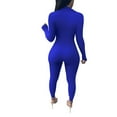 thumbnail image 5 of ZAZYULZ Womens Jumpsuit Women's Solid Color Sexy Tight Zipper Jumpsuit(Blue,S), 5 of 7