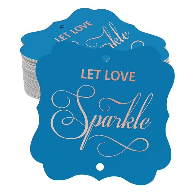 Inkdotpot Real Rose Gold Foil Bracket Shape Paper Hang Tags Let Love Sparkle Wedding Favor Tags Pack Of 50