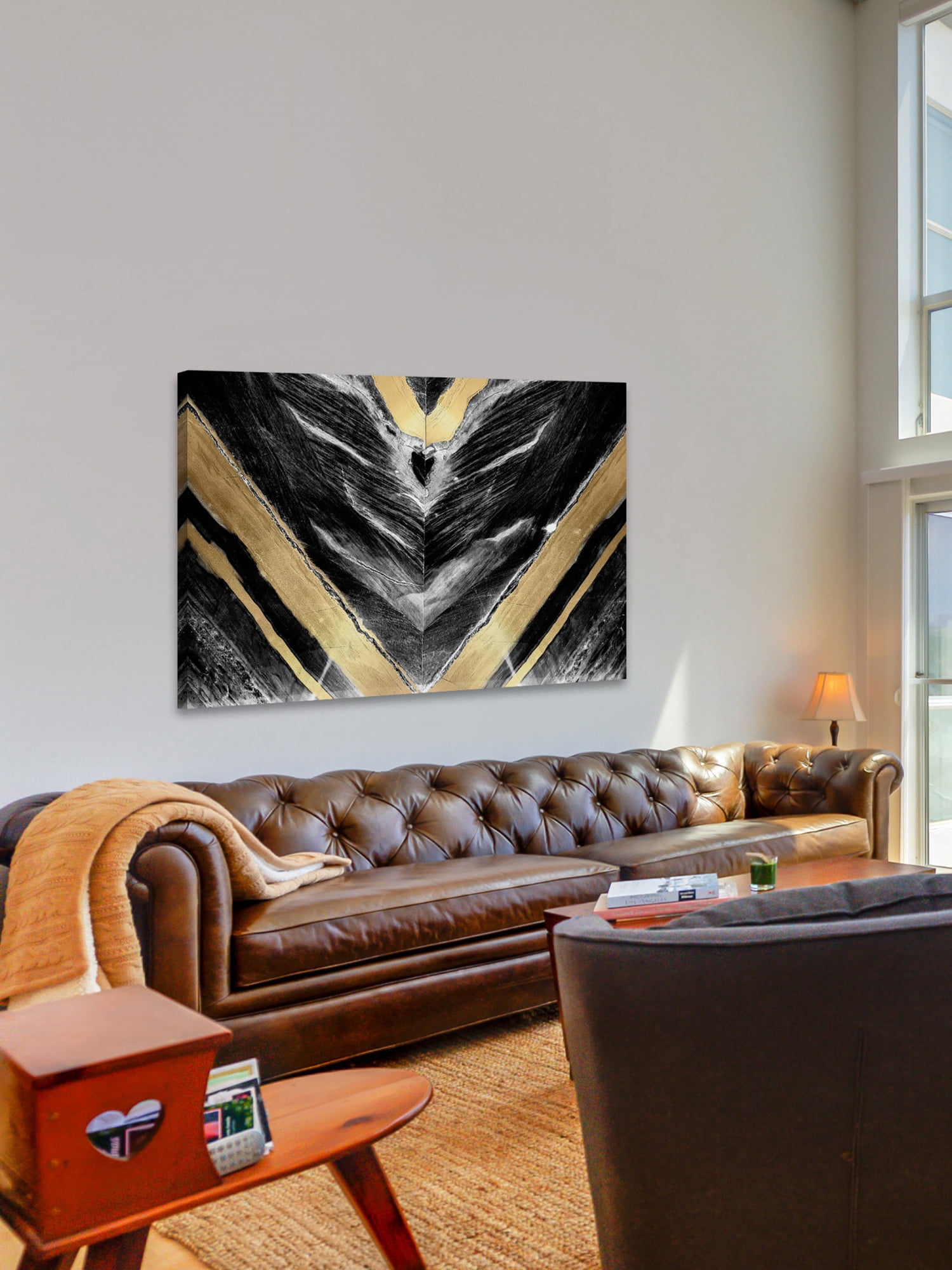 Marmont Hill Golden V Painting Print on Wrapped Canvas