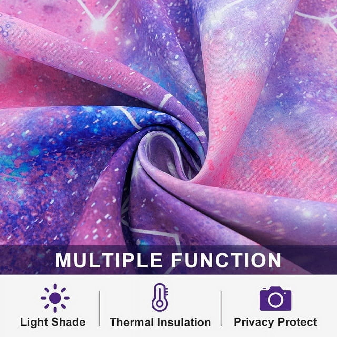 NTBED Tie Dye Purple Constellation Blackout Curtains Set of 2 Galaxy Ombre for Kids Girls Grommet Room Darkening Drapes 52 x 84 inch