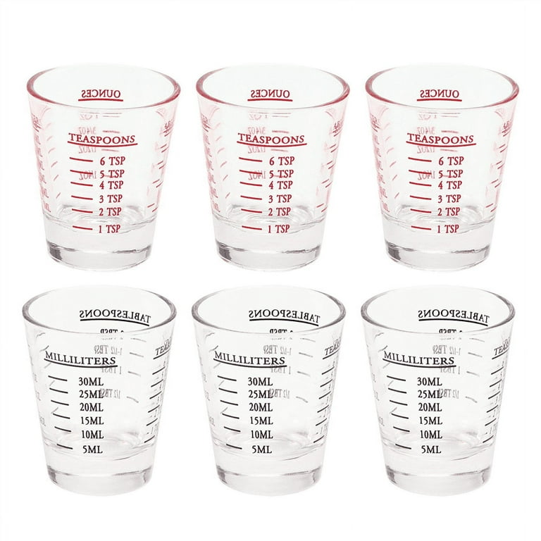 Espresso Shot Glasses Measuring cup Liquid Heavy Glass Wine Glass Shot  Glass 26-Incremental Measurement 2 OZ 2 Features 60ML (Sturdy-2 pack)