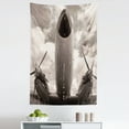 thumbnail image 1 of Vintage Airplane Tapestry, Turboprop Airplane Nose Close up View and Cloudy Sky Aviation Historic, Fabric Wall Hanging Decor for Bedroom Living Room Dorm, 5 Sizes, Sepia White, by Ambesonne, 1 of 1