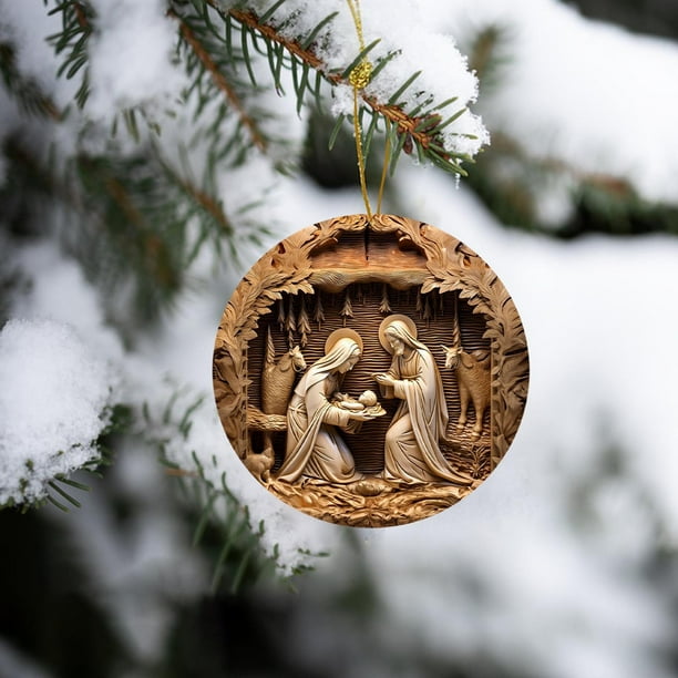 Colgante Navideño de Acrílico, Decoración Festiva, Adorno de Corona Simbólica, Multiusos, Ideal para Celebraciones de Año Nuevo y Navidad, 8 Cm, Edición 2024
