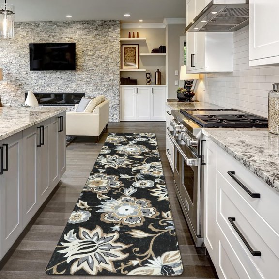 Floral Washable Area Rugs Non-Slip Small Entryway Rug Indoor, Throw Stain Resistant Kitchen Rugs Soft Paisley Print Bathroom Mats DoorMat Carpet for Bedroom Laundry Living Room Sink