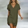 thumbnail image 2 of QGJZVUNL Summer Dresses Womens Outfits Boho Short Sleeve V Neck Dress Beach Vacation Clothes Size XL, 2 of 8