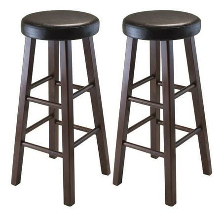 Winsome Wood Marta Cushion Seat Bar Stools, 2PC, Espresso & Walnut