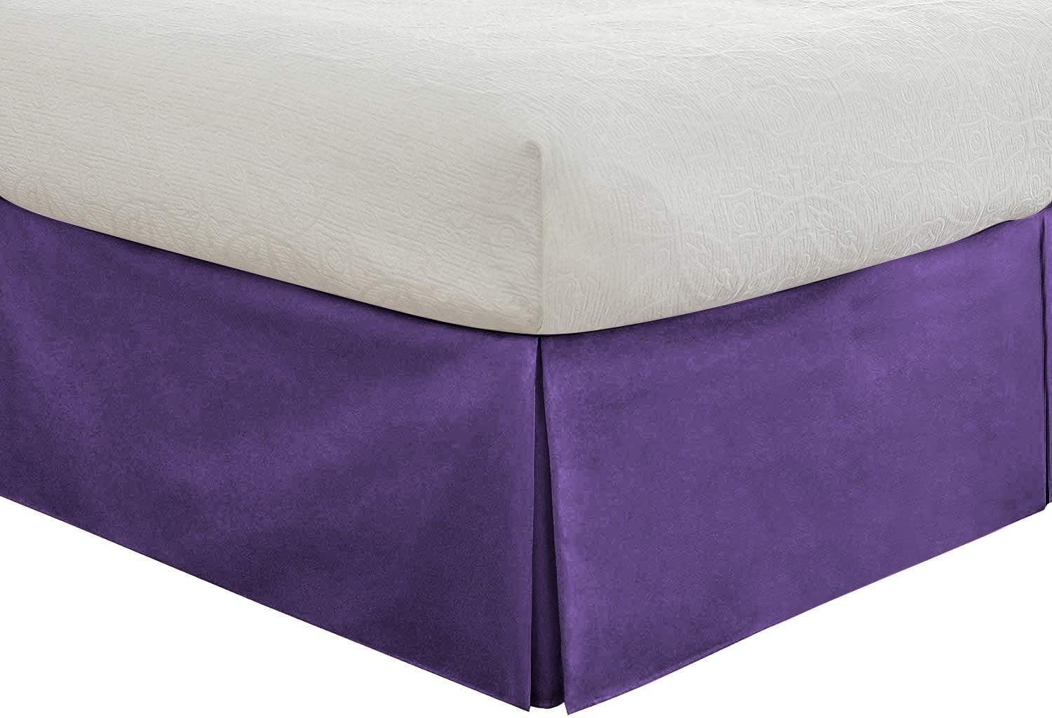 600 Thread Count Egyptian Cotton Split Corner Bed Skirt – 24-Inch Drop, Tailored Fit 1-PC Bed Skirt, California King, Purple