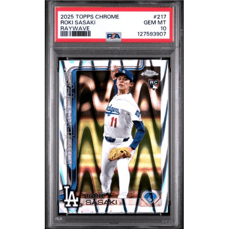 Graded 2025 Topps Chrome Roki Sasaki #217 Raywave Rookie RC Baseball Card PSA 10 Gem Mint