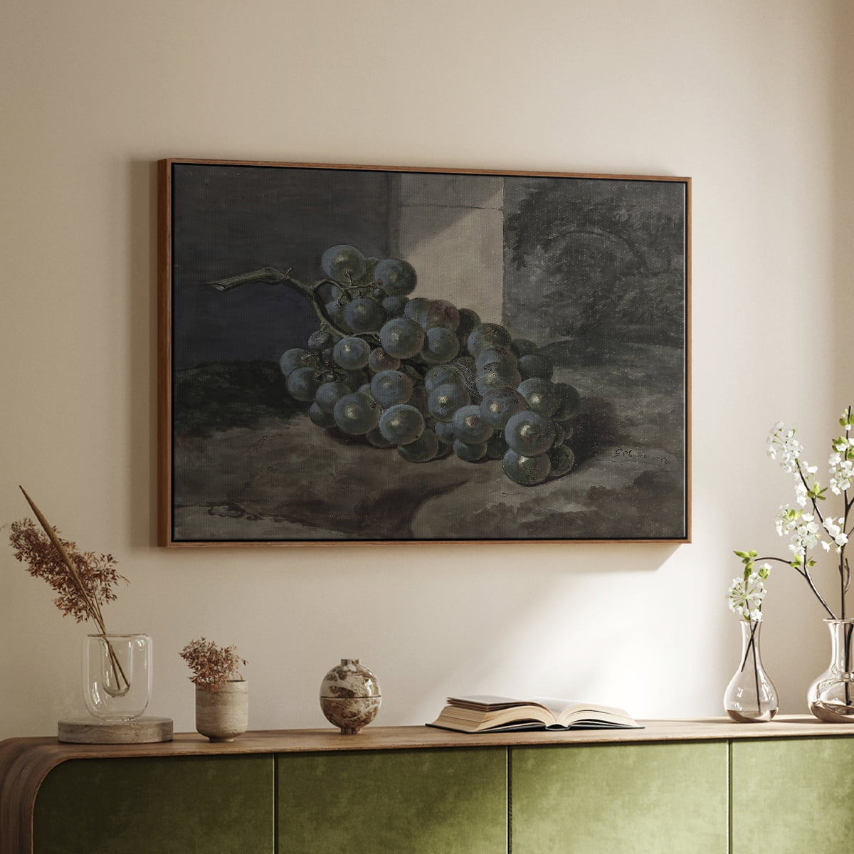 Vintage Botanical Print-XLIII By Wexford Home Framed in Walnut Wood Gallery Wrapped Canvas 17 in. x 25 in.