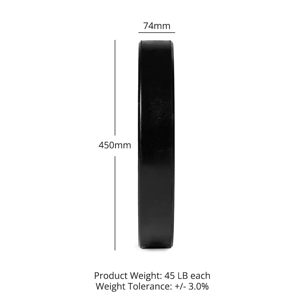Titan Fitness 45 LB Single Economy Series Black Olympic Bumper Plate, Durable Rubber Exterior with Steel Core, Weightlifting and Strength Training Weight Plate