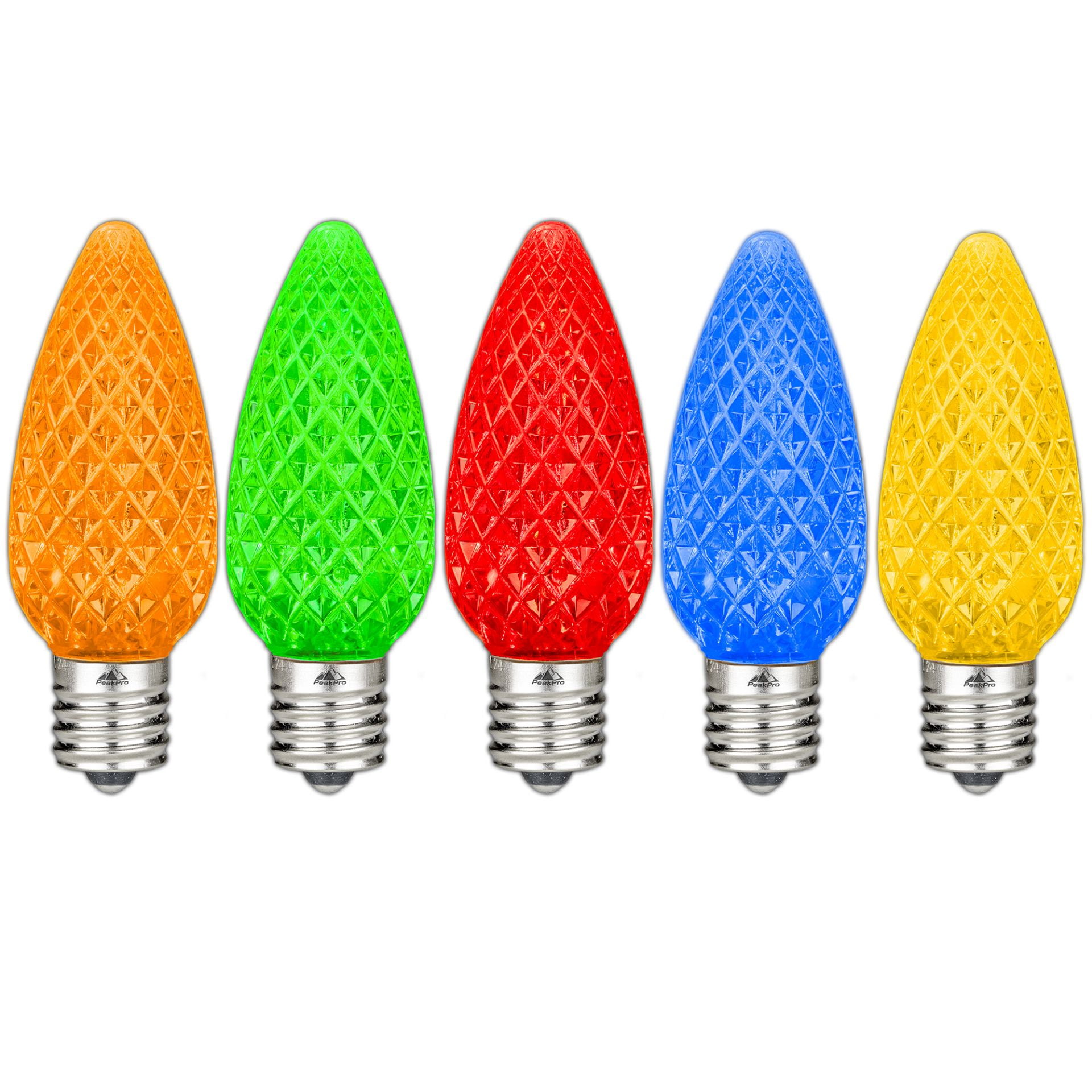 Novelty Lights Multicolor C9 LED Faceted Christmas Replacement Bulbs Dimmable 25 Pack