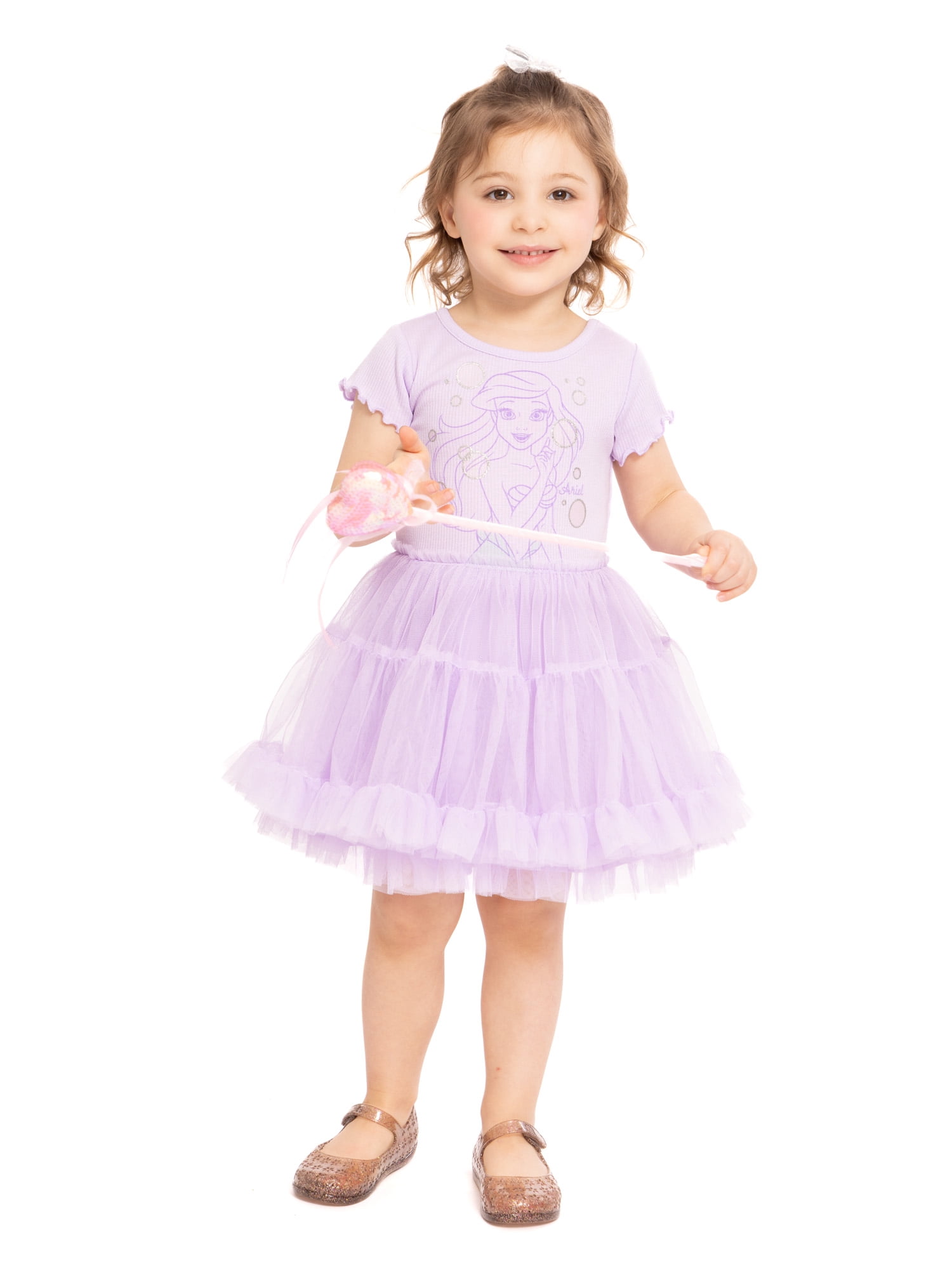 The Little Mermaid Ariel Toddler Girls Graphic Tutu Dress with Short Sleeves, Sizes 12M-5T