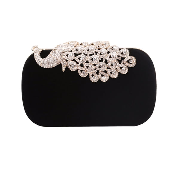 Qarigey Embragues de moda para eventos nocturnos: bolsos de noche funcionales con aspecto glamuroso Bolsas de mensajero y de hombro negro pavo real blanco