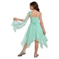 thumbnail image 5 of renvena Girls Kids One Shoulder Flower Dress Pleated Chiffon Wedding Bridesmaid Pageant Prom Ball Gown Mint Green 12, 5 of 7