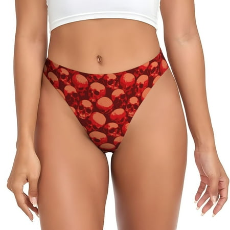 Sigee Red Skulls 1 for Women s G-String Sexy  Low Rise  Soft Lace Perfect for Special Occasions-X-Small