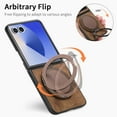 thumbnail image 2 of Dteck Case for Samsung Galaxy Z Flip 7 with Ring Kickstand, Shockproof PC+Leather Case Ring Holder Stand Cover for Galaxy Z Flip 7,Brown, 2 of 9