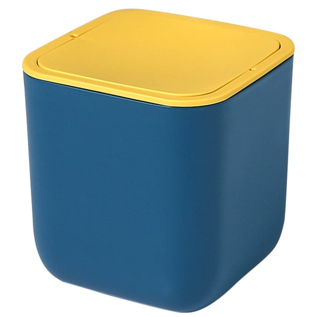 1 bote de basura de plástico para escritorio, mini bote de basura para artículos diversos, papelera con tapa (colores surtidos)