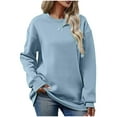 thumbnail image 2 of POROPL Womens Plain Sweatshirts New Winter Fashion Crew Neck Long Sleeve Sweatshirts Loose Pullover Tops Casual Fall Outfits, 2 of 4