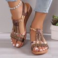 thumbnail image 2 of KAMUCC Women's Sandals with Wedge Design High Heel Rhinestone Bands and Elastic Strap Versatile for Outdoor and Beach, 2 of 5