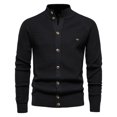 thumbnail image 4 of UVEASISHA Knit Cardigan Sweaters for Men Button Down Casual Stand Collar Pullover Sweater Lightweight Fashion Open Front Cardigans 2025 Fall Thin Knitted Jacket Todays Sales Today Black 2XL, 4 of 6