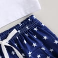 thumbnail image 6 of Elippeo Kid Pants Suit 3 6 12 18 24 Months 3 Years Short Sleeve Eagle Print Tops + Drawstring Short Pants Outfit for Independence Day, 6 of 7