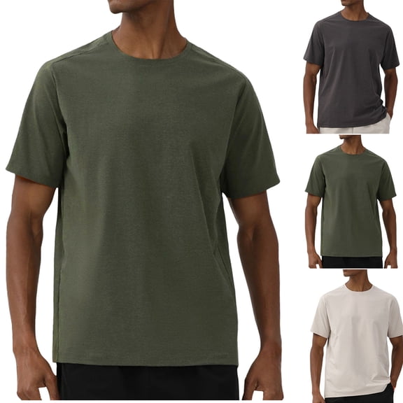 Ashirexll Mens T-shirts, Big and Tall Shirts for Men, Casual Summer Shirts Comfortable Solid Color Short Sleeve Round Neck Tops