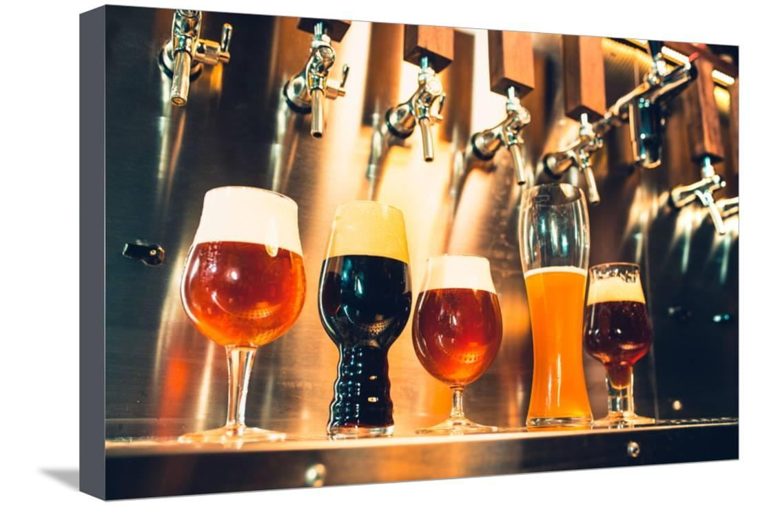 The Beer Taps In A Pub No Selective Focus Alcohol Concept Vintage Style Craft Bar Ta Stretched Canvas Print Wall Art By Master1305