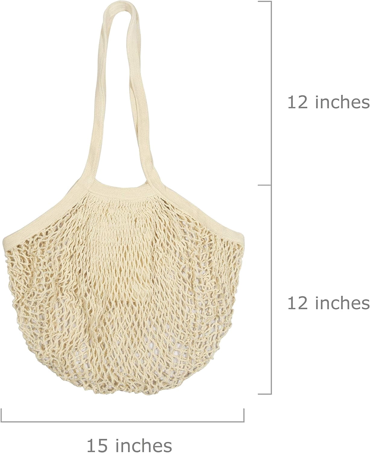YEKEYI Premium Cotton Mesh Grocery Totes - Reusable French Market Bags - 100% Cotton String Bags for Farmers Market, Produce, Grocery or Beach Trip (3 Pack)