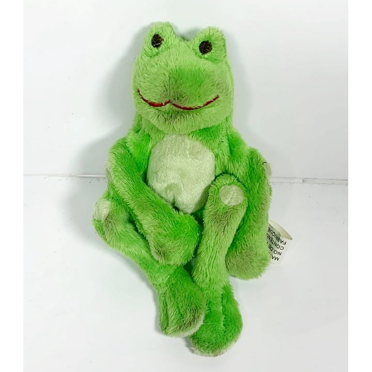 Green frog top squeaky dog toy