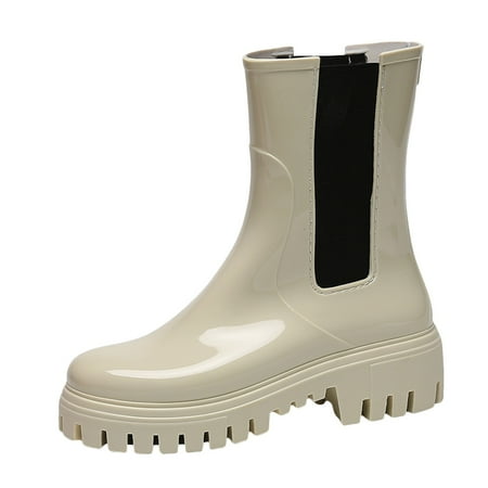 

Eudgs Women s Fashion Rain Shoes Women s Elastic Mouth Thick Sole Wear Water Shoes Non Kitchen Rubber Shoes Outdoor Car Wash Shoes Speedy Boots for Women All Purpose Boots for Women Upland Boots