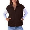thumbnail image 2 of Womens Cap Sleeve Tops Lightweight Silid Color Knit Tops Zip Warm Winter Coats, 2 of 19